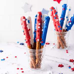 Red White and Blue Pretzel Sticks
