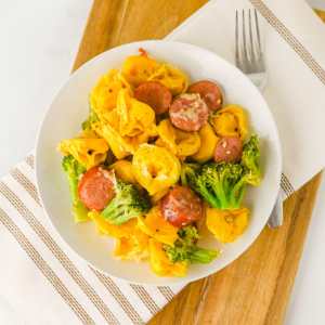 Sheet Pan Sausage Tortellini Bake